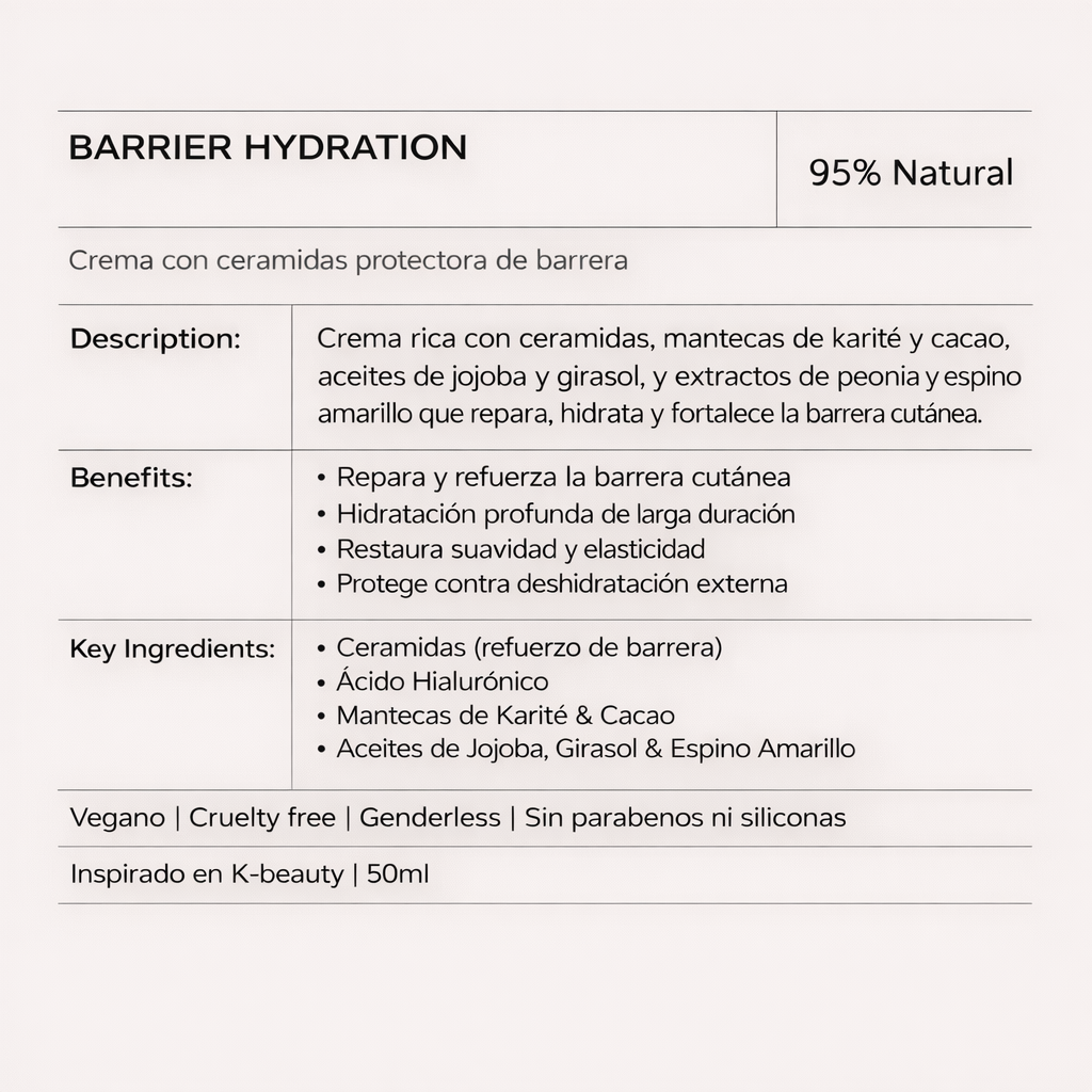 CREMA REPARADORA DE BARRERA Barrier hydration 50 ml [비움 BIUM]