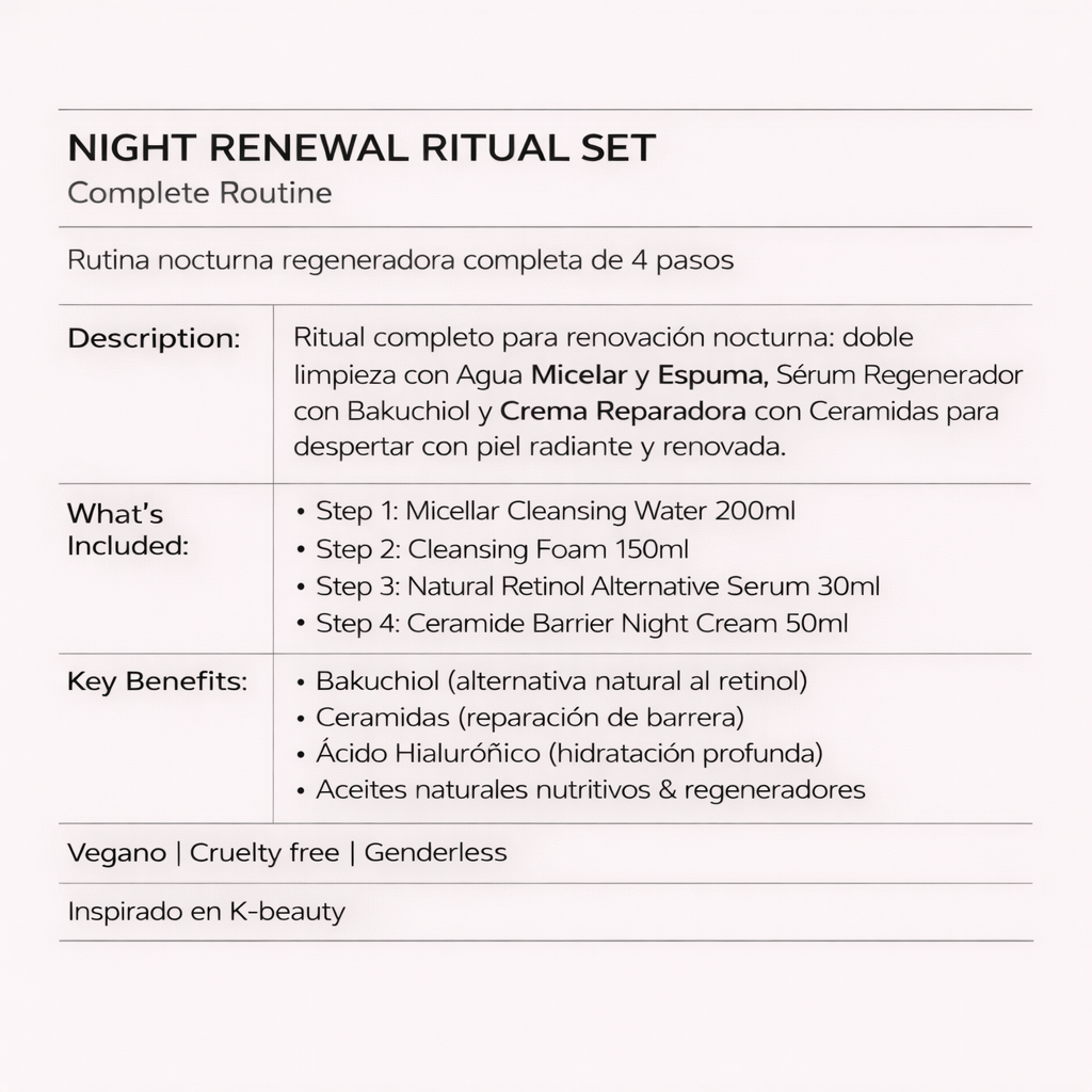 RUTINA FACIAL NOCTURNA RENOVADORA Y REPARADORA Night Renewal Ritual Set [비움 BIUM]